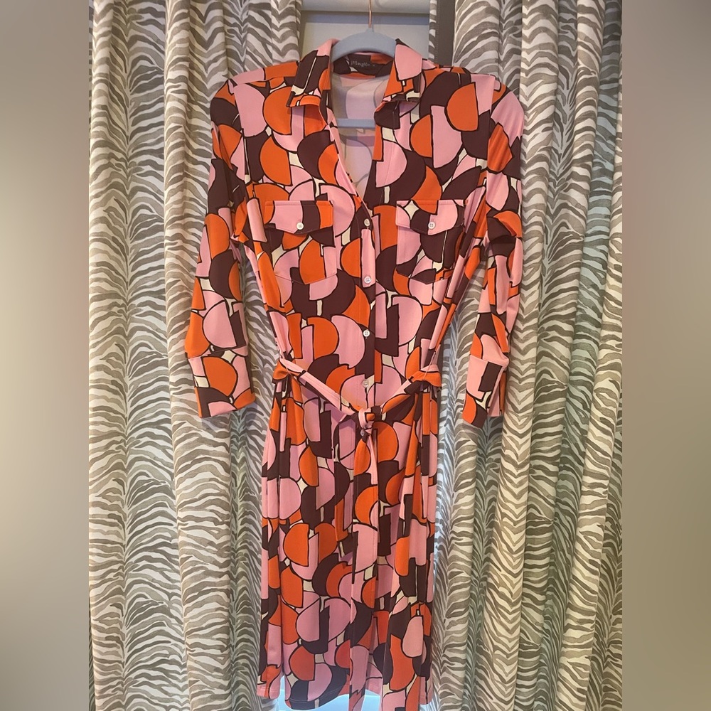 J. McLaughlin, belted shirt dress.